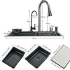 304Stainless Steel Waterfall Kitchen Sink Large Single Slot Integrated 60X45cm Faucet Set Soap Dispenser/Pure Water/Cup Washer