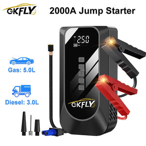 2000A Car Jump Starter Air Pump Multi-Function 4 In 1 Air Compressor Power Bank Car Battery Starter Starting Auto Tyre Inflator