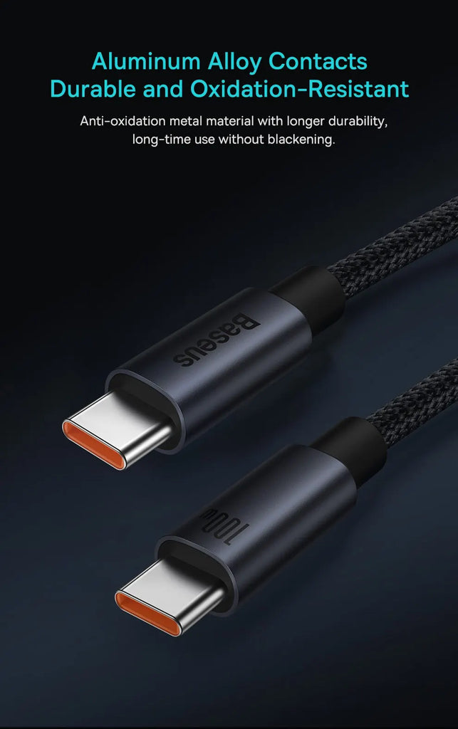 Baseus 100W USB C To Type C Cable For iPhone  16 15 Plus Pro Max PD Fast Charging Charger Cable For Macbook Xiaomi Samsung