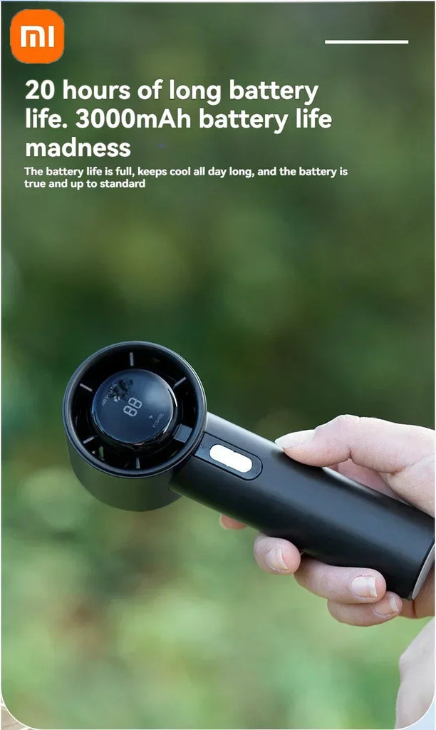 Xiaomi Ultra Silent Handheld Fan, 100 Speed USB Rechargeable Portable Mini Turbo Fan with LED Indicator for Office and Traveling