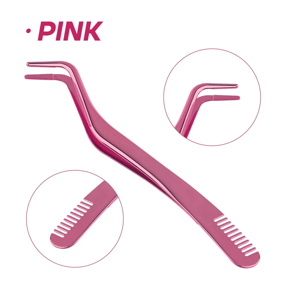 FADVAN Eyelash Comb Tweezers DIY Cluster Eyelash Extensions Tweezer 1 Stainless Steel Anti-Static Non-Magnetic Eyemakeup Toolsls