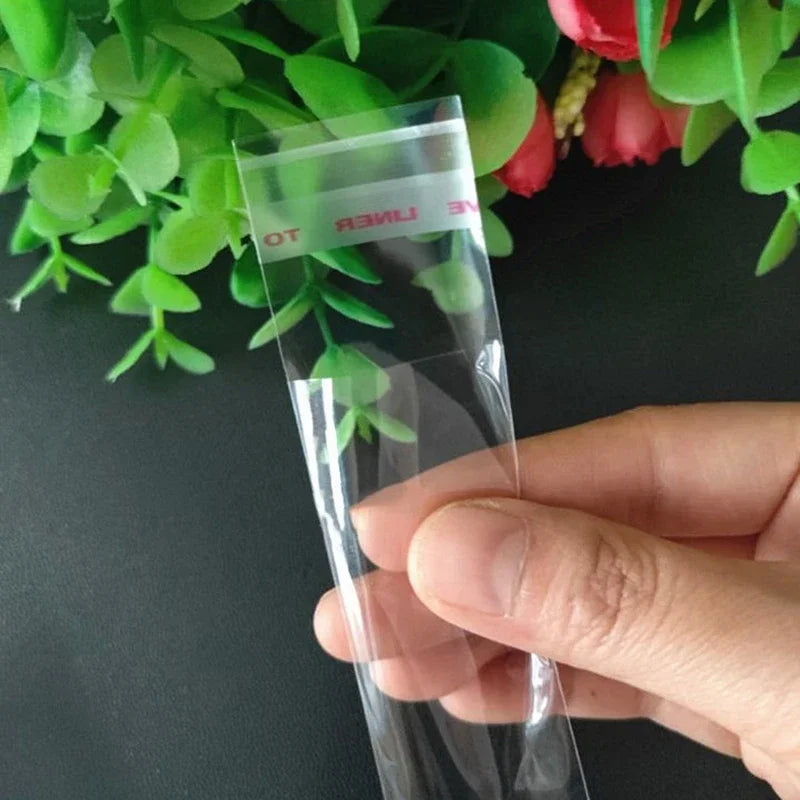 100pcs Opp Self Adhesive Bag Long Transparent Packaging Bags Universal Dust Water Proof Wrapping Material
