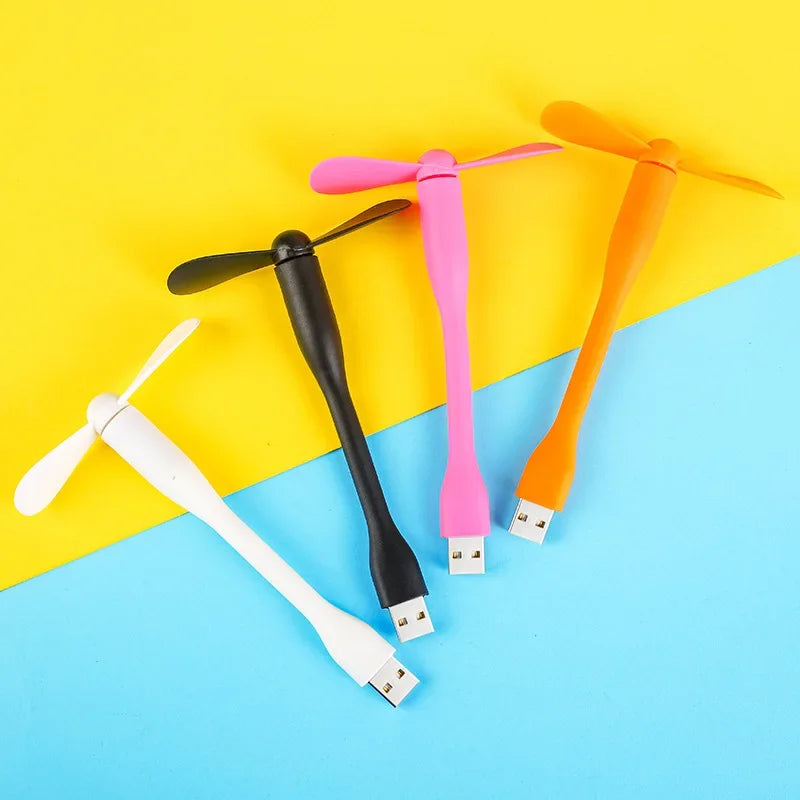 USB Electric Fan Flexible Bendable Fan For Power Bank Laptop PC AC Charger Portable Hand Cool Mini Fan Computer Summer Gadget