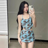 Sexy Women Floral Printed Bathing Suits with Beach Skirt Halter Bikinis Set Lady Push Up Swimsuit Swimwear Beachwear