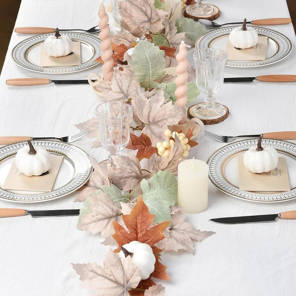 Farmhouse Decoration Autumn Thanksgiving Maple Wreath Farmhouse Leaf Pumpkin Set Garland Berry Halloween White Ornament Pendant