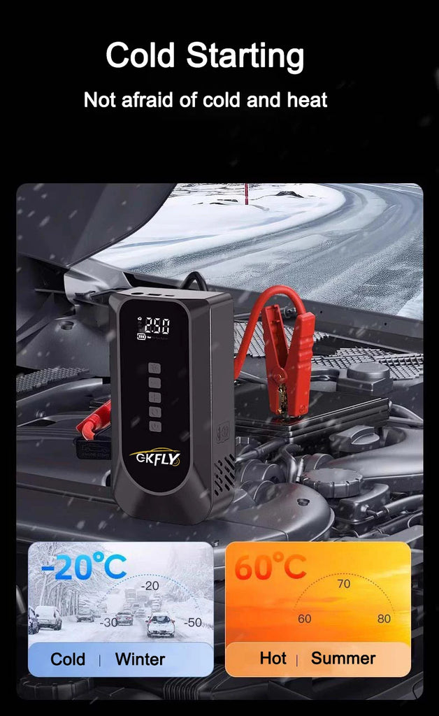 2000A Car Jump Starter Air Pump Multi-Function 4 In 1 Air Compressor Power Bank Car Battery Starter Starting Auto Tyre Inflator
