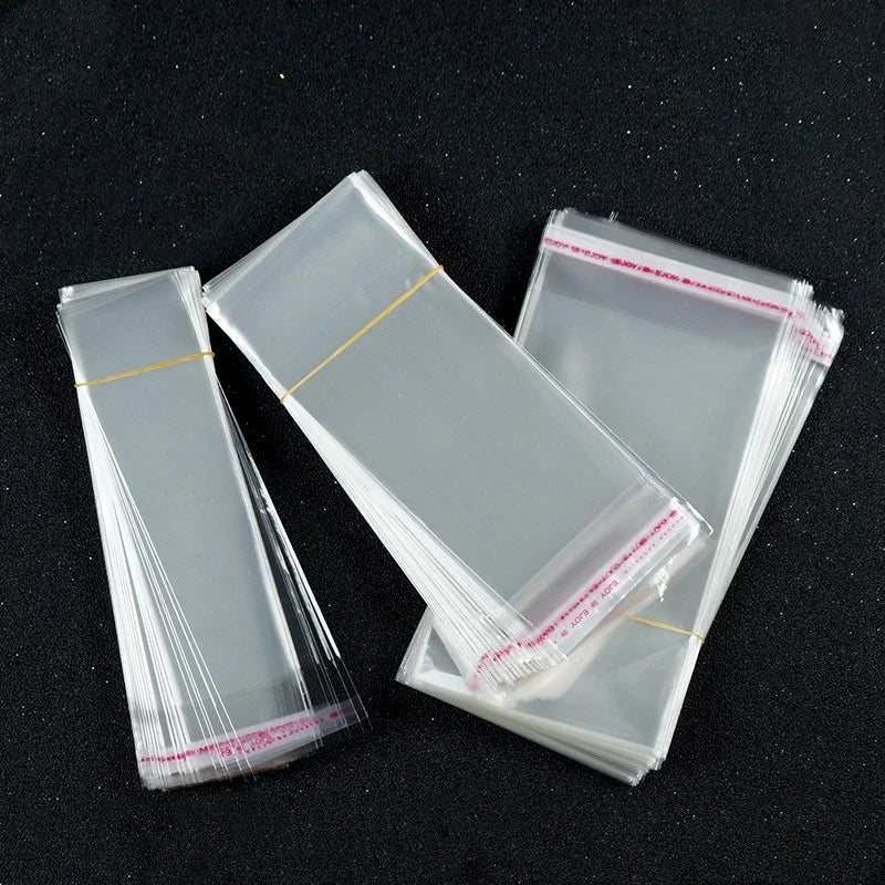 100pcs Opp Self Adhesive Bag Long Transparent Packaging Bags Universal Dust Water Proof Wrapping Material
