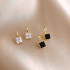Obega Square Crystal Stone Earrings Copper Material in Gold Plated Clear Black Crystal Stone Fish Hook Earring Women Hot Jewelry