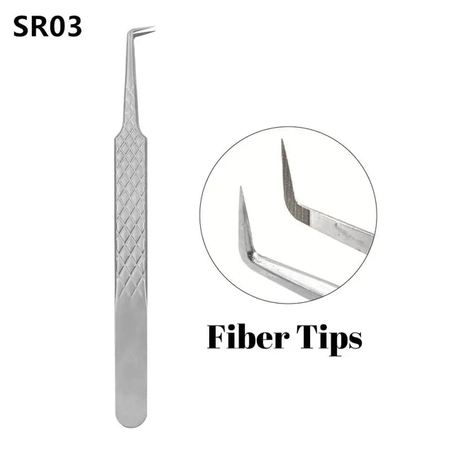 Fadvan Tweezers for Lashes Extension Fiber Tips Stainless Steel Makeup Tweezers Anti-static Free Print Your Logo