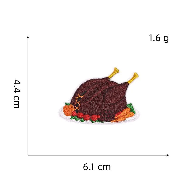 1 piece Embroidered Thanksgiving Day Patches Iron On Autumn Patch DIY Pumpkin Corn Chicken Turkey Beer Cartoon Applique Badge