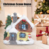 Christmas Decorations Winter Snow Christmas Houses Miniature Indoor Village Building Santa Houses Decor with Warm LED Light