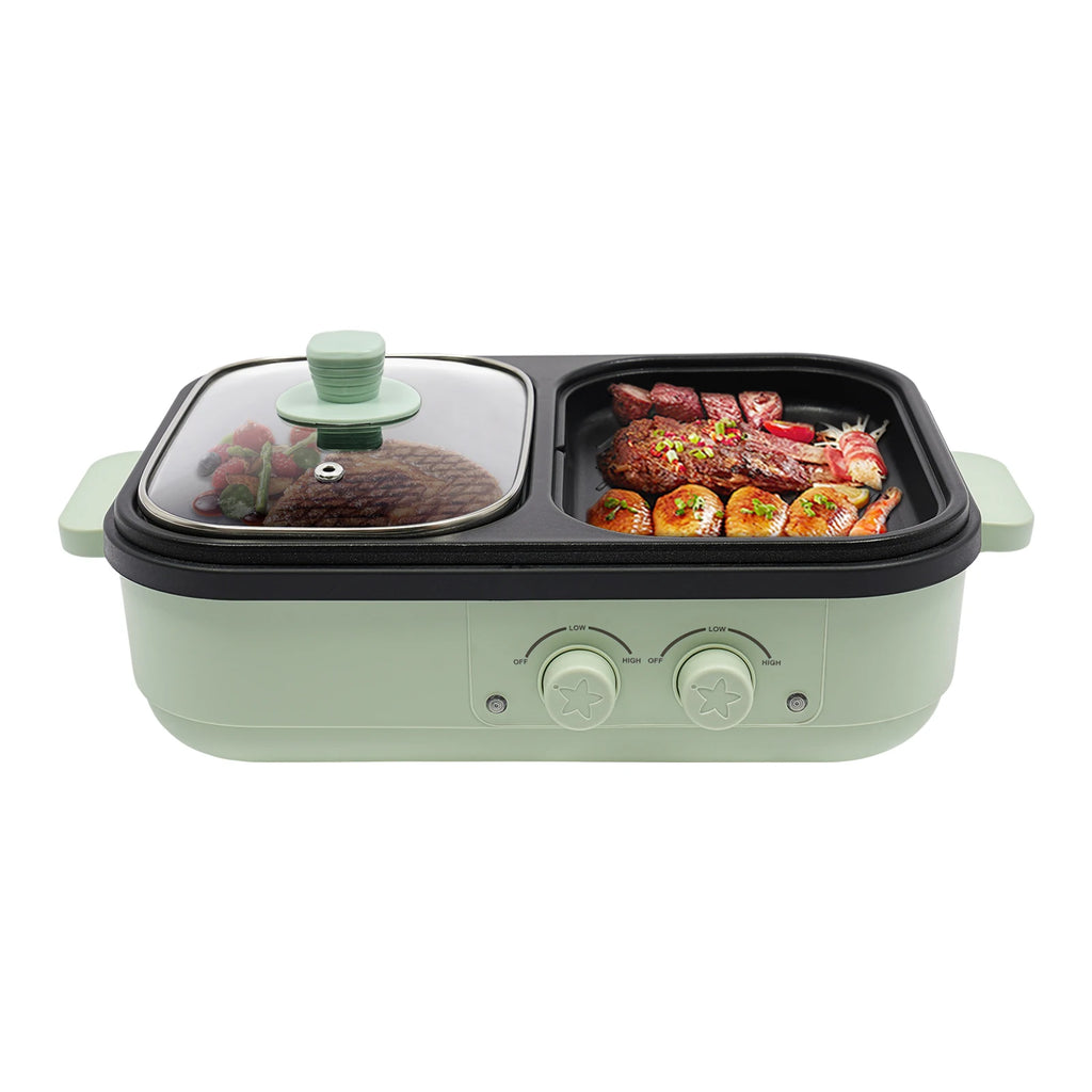 Electric Hot Pot With Grill Area Multi-purpose Hot Pot 2-In-1 Dual Temperature Control