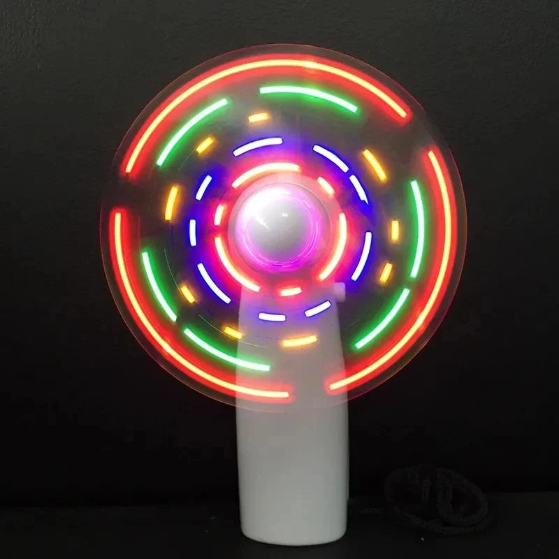 Mini Night Light Handheld Fan Electric Fan Portable Desktop Battery Mini Customizabl Gift To Give Guests Led Rainbow Lights Fan
