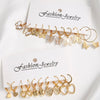 10pcs Women Earrings New Creative Simple Fashion Temperament Hollowed-out Butterfly Love Earrings Gold Color Earrings Jewelry