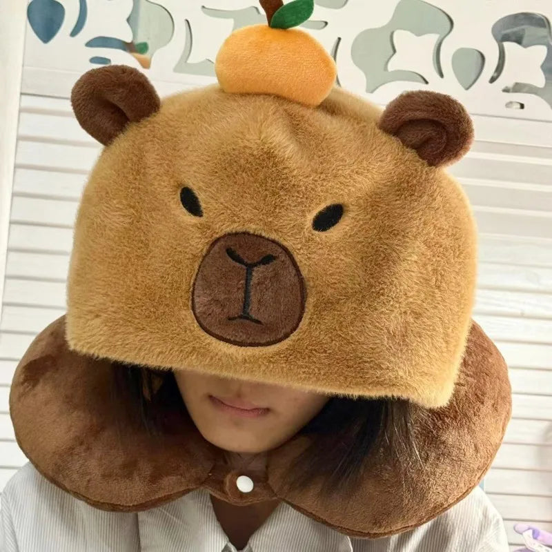 High Quality New Capybara Plush Hat Scarf Gloves 3-in-1 Elk Creative Cartoon Super Soft Warm Christmas Gift For Boys And Girls