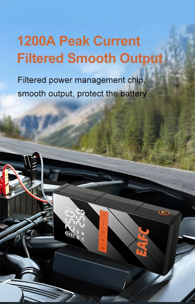 2 in 1 Car Jump Starter with Air Compressor Car Battery Emergency Boosters 1200A 12V Power Bank Portable Starting Device