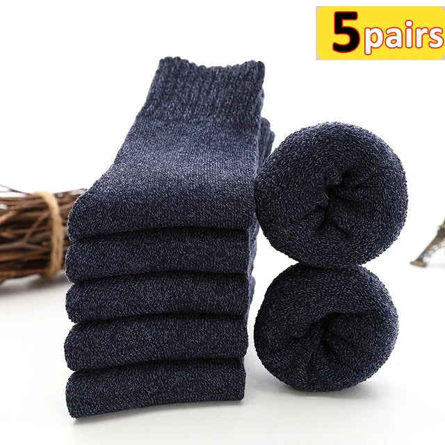 5 Pairs Thicken Warm Socks Men Autumn Winter Harajuku Socks Towel Keep Warm Winter Crew Socks Christmas Gift Socks For Man