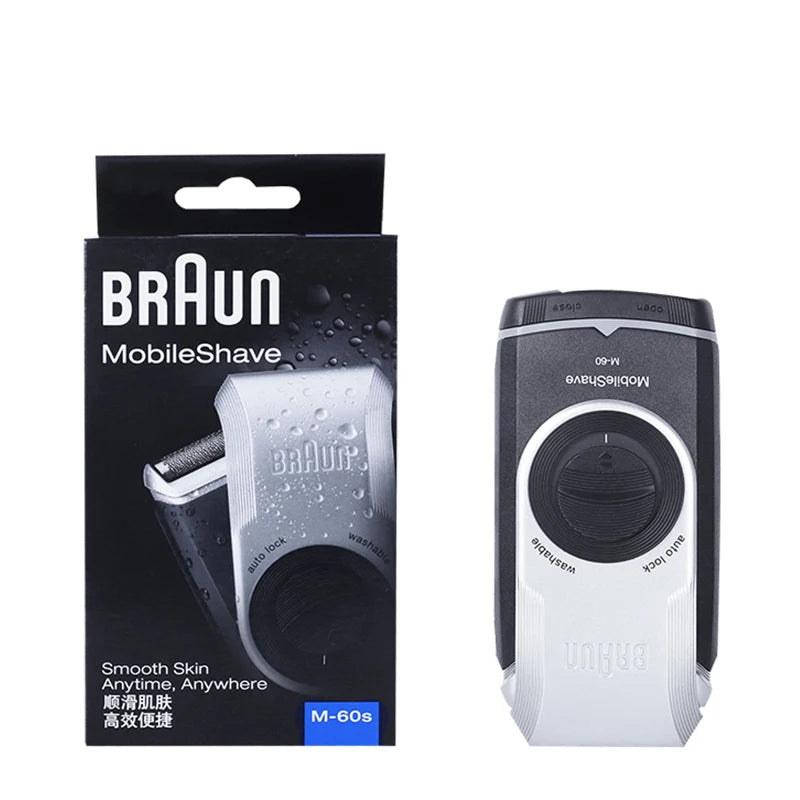 Braun M60 Electric Razor Battery Power Portable  Mobile Shave Washable Safety Power Beard Shaving Hair Removal For Men
