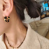 French Retro Enamel Leopard Print U-shaped Ear Buckle Women Temperament Earrings Party and Daily Wear Fashion Jewelry