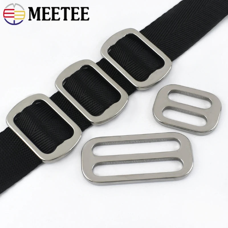 2-10Pcs 20-38mm Stainless Steel Bag Strap Buckles Tri-Glide Slider Ring Buckle Garment Belt Clip Clasp Adjuster Hook Accessories