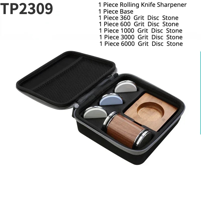 Taidea Professional Magnetic Roller Grip Knife Rolling Sharpener With 15 18 20 22 Degree Sharpening Angle  5 Disc Stone TP2309