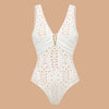 Women Bikini Set Swimsuit Sexy V Neck Solid Color Laser Cutting Flower Swimsuit Beachwear Luxury Summer Beachwear Dress