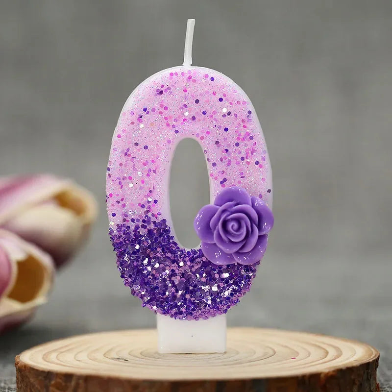 0 1 2 3 4 5 6 7 8 9 Birthday Candle 1 Years Purple Flower Birthday Candles for Cake Purple Children's Birthday Candle Decoration