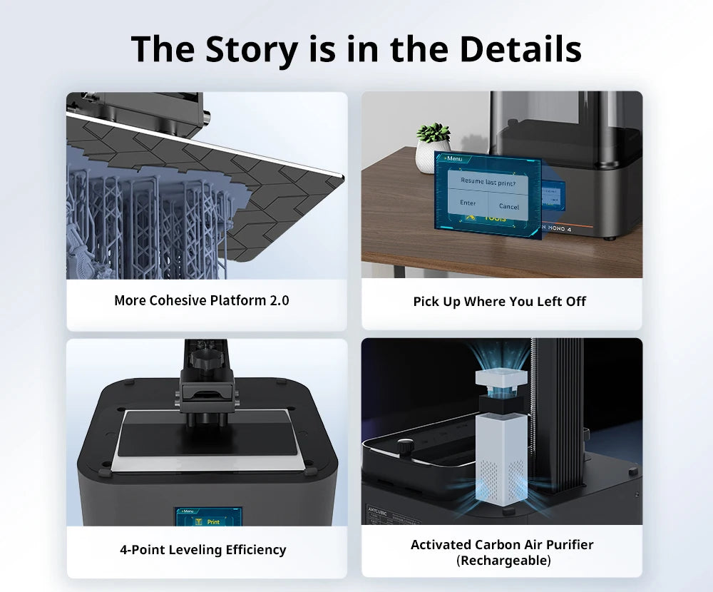 ANYCUBIC Photon Mono 4 AE Version LCD UV Resin 3D Printer with 7" 10K high-definition screen High-Speed 3D Printing 153×87×165mm