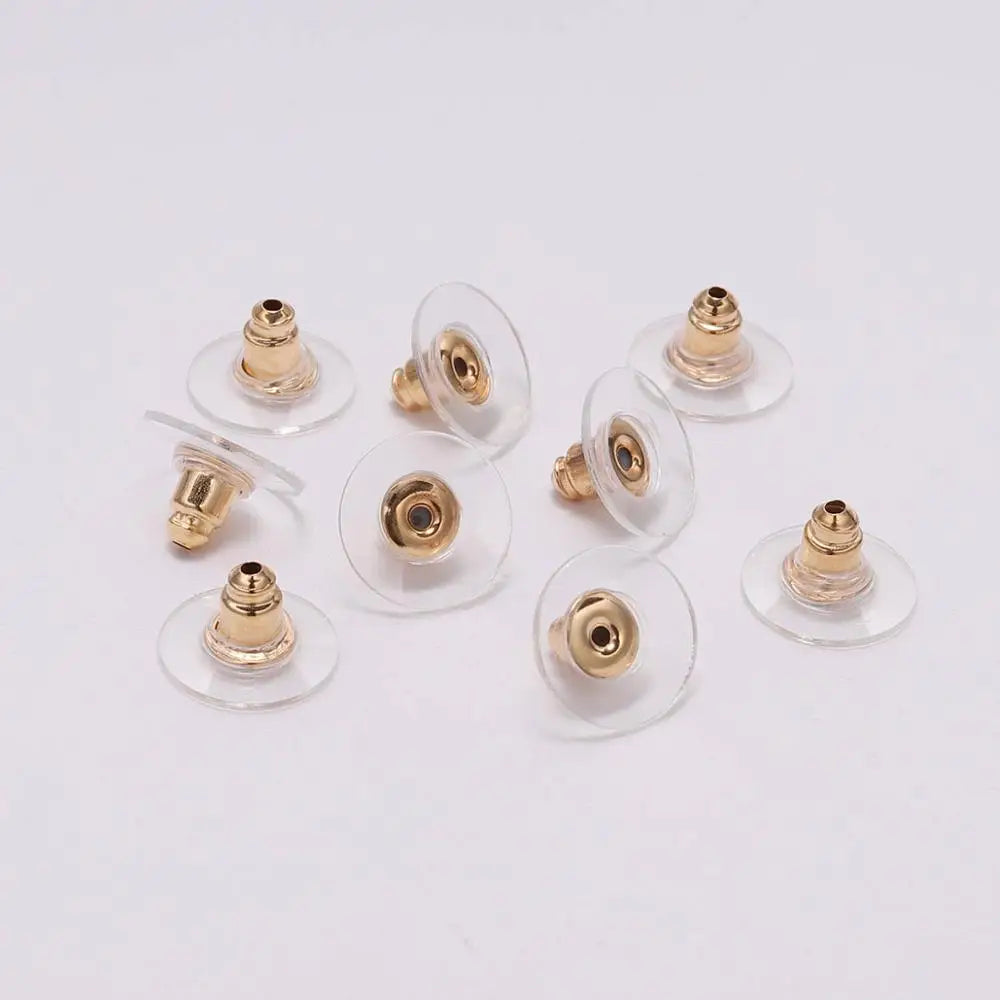 100pcs/lot Gold Post Nuts Silicon Stud Earring Back Blocked Ear Plugging For Earrings Stoppers Jewelry Making Accessories