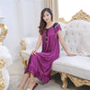 Sexy Nightgown Women 2025 Long Female Summer Short Sleepwear Faux Satin Bow Nightdress Round Neck Nightwear For Ladies  Nighty