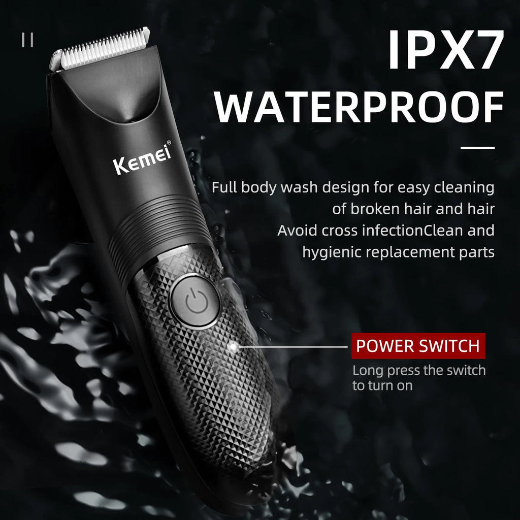 Kemei Groin Area Hair Trimmer Body Hair Hygiene Razor Ceramic Blade Waterproof Wet Dry Clippers Electric Shaving Machine KM-1838