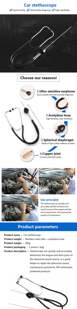 Auto Cylinder Stethoscope Mechanics Stethoscope Car Engine Block Diagnostic Automotive Hearing Tool Automotive Diagnostic Tools