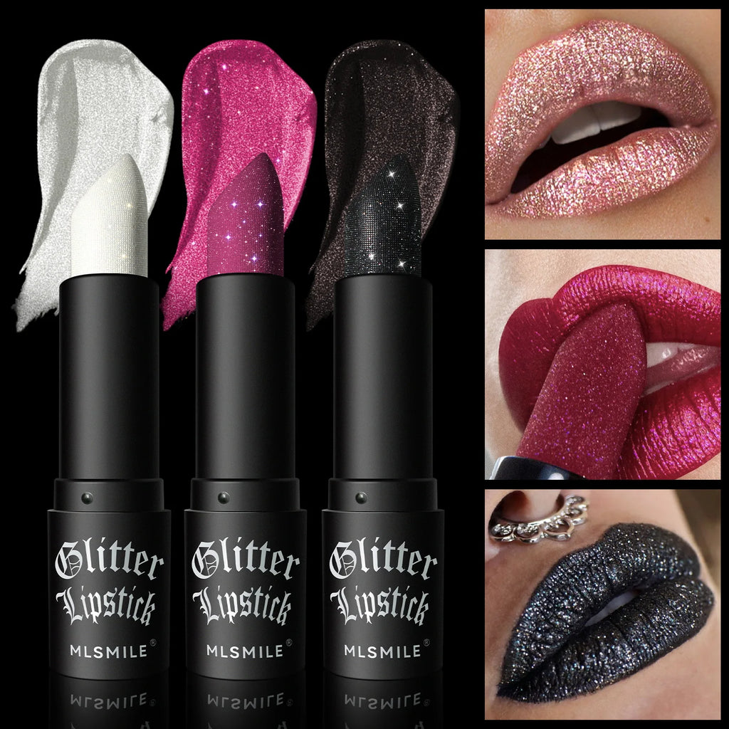 MLSMILE Multi-Color Non-stick Cup Matte Lipstick Flash Lasting Easy Color Diamond Lipstick Dark Halloween Look