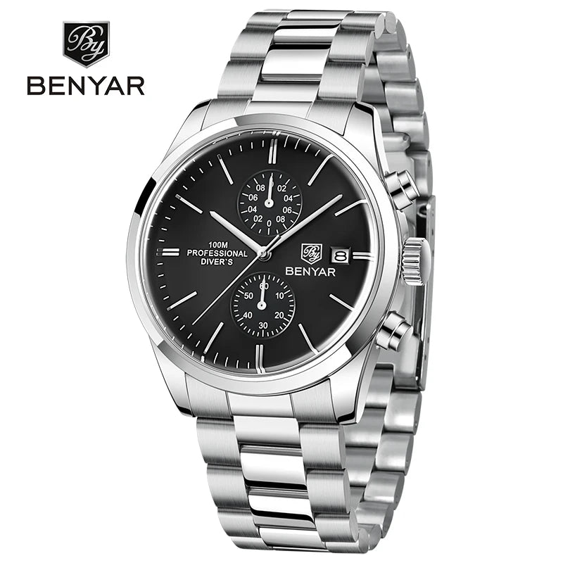 BENYAR Mens Watches Top Brand Luxury Quartz Men Watch 2023 Sports Watch For Men Chronograph Military Watch Men Relogio Masculino