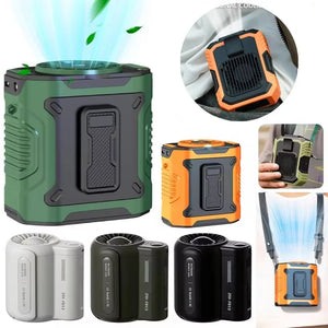 Portable Waist Fan 4000mAh Rechargeable Hanging Neck Fan Personal Wearable Belt Clip Fan with LED Flashlight for Outdoor Camping