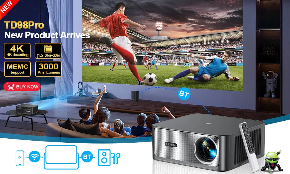 ThundeaL Full HD 1080P Projector TD98W for 2K 4K Video Audio WiFi Android Home Theater TD98 Cinema Beam Projector PK DLP Beamer