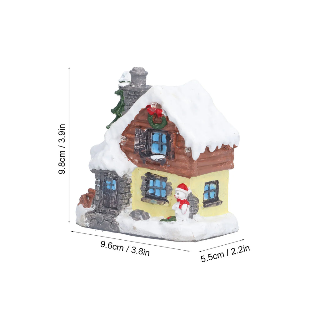 Christmas Decorations Winter Snow Christmas Houses Miniature Indoor Village Building Santa Houses Decor with Warm LED Light