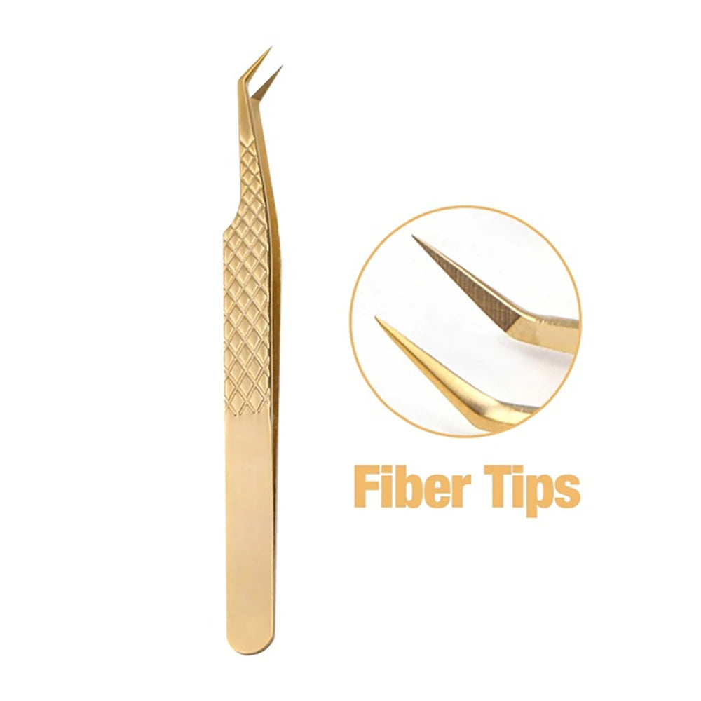Fadvan Tweezers for Lashes Extension Fiber Tips Stainless Steel Makeup Tweezers Anti-static Free Print Your Logo