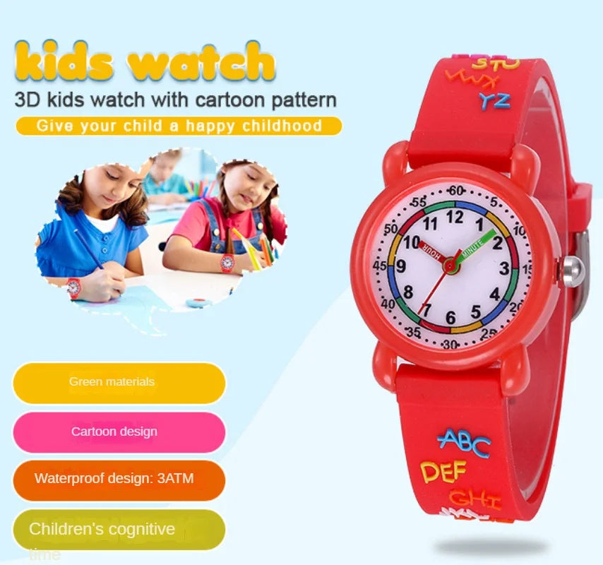 Kids Watches 3D Cute Cartoon Waterproof Silicone Children Toddler Wrist Watch for 3-10 Year Girls Boys Little Child Clock Gifts