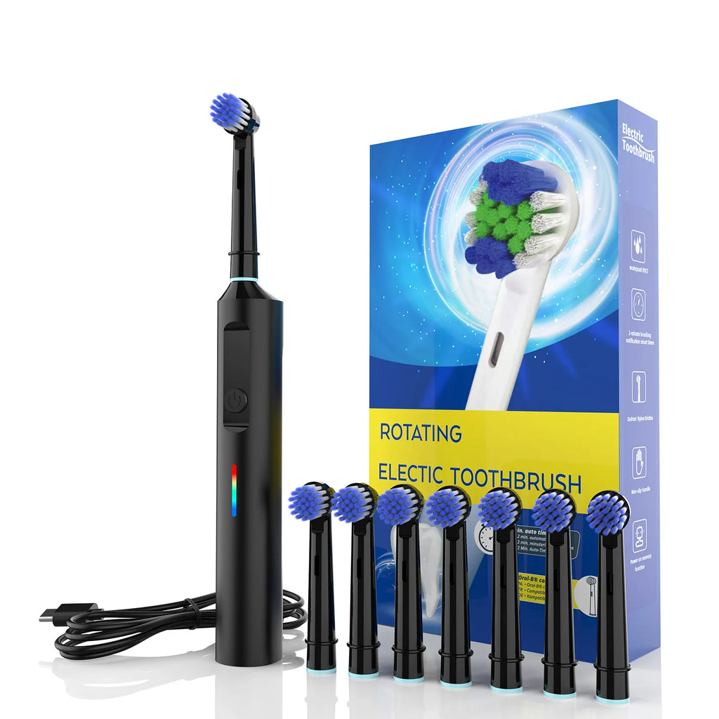 Smart Rotating Electric Toothbrush, Rechargeable Rotary Toothbrush  Heads, Compatible with Oral B Replacement Brush Heads