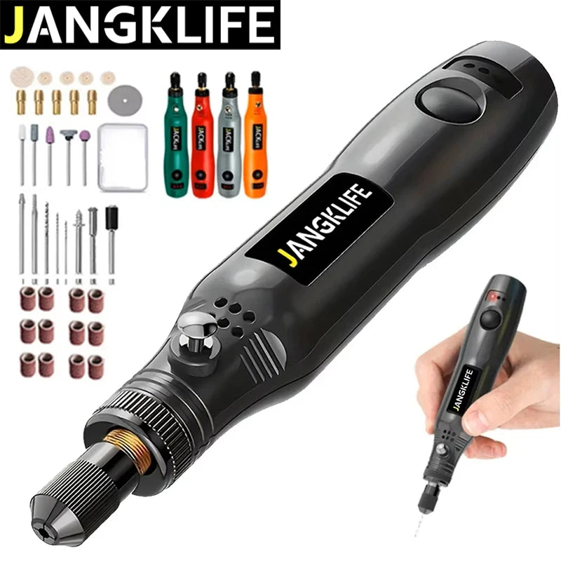 JANGKLIFE USB Cordless Rotary Tool Kit Woodworking Engraving Pen DIY For Jewelry Metal Glass Mini Wireless Drill