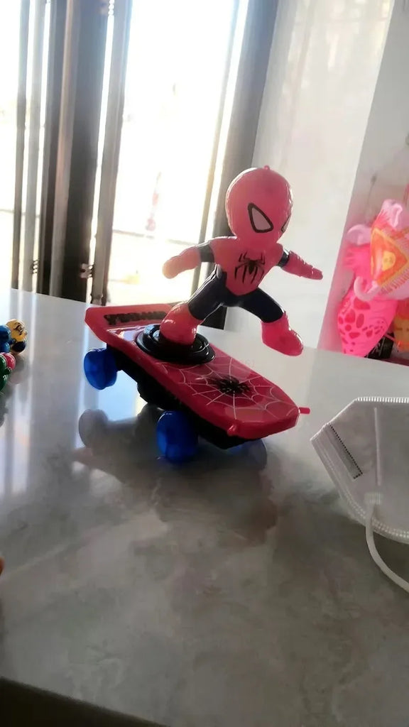 New The Avengers Spiderman Automatic Flip Rotation Skateboard Acousto-optic Car Electric Music Stunt Scooters Toy Christmas Gift