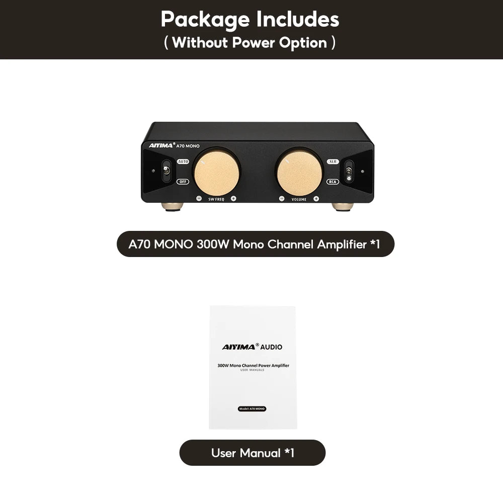 AIYIMA A70 Mono Amplifier Power 300W TPA3255 With PFFB Subwoofer For Home Sound Theater Trigger Input 1/2/3/4/5/6/7/8 Channel