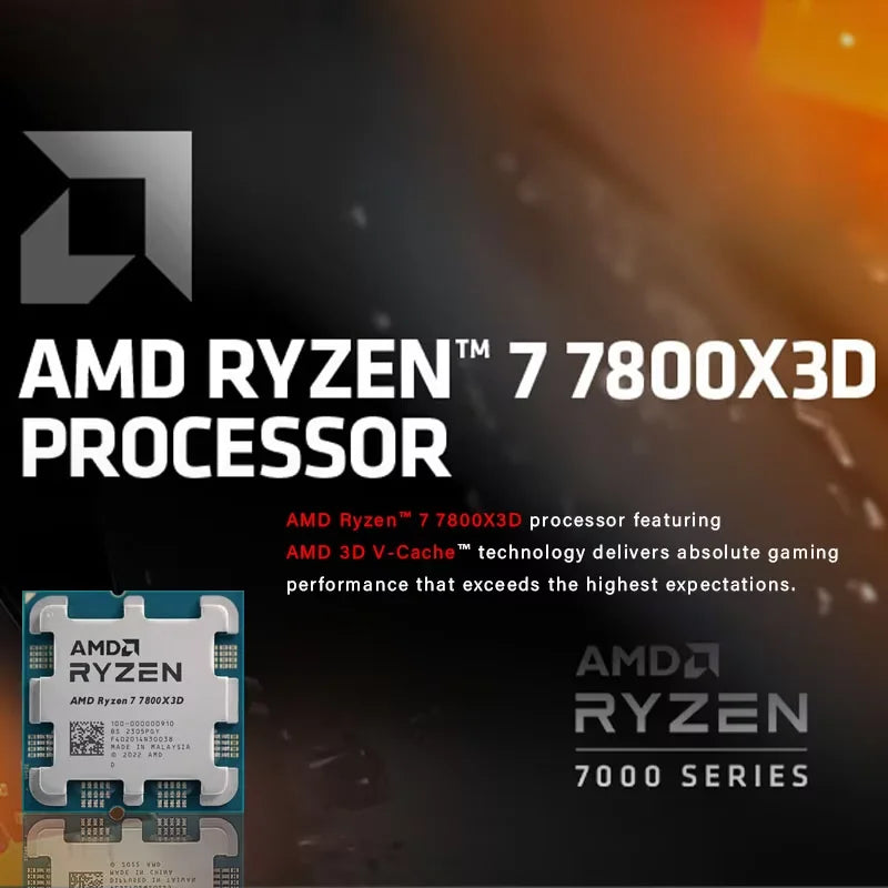 AMD RYZEN 7 7800X3D CPU Gaming Processor AMD R7 7800X3D 8-Core 16-Thread 5NM 96M Socket AM5 Without Fan Game Cache Hot No Fan