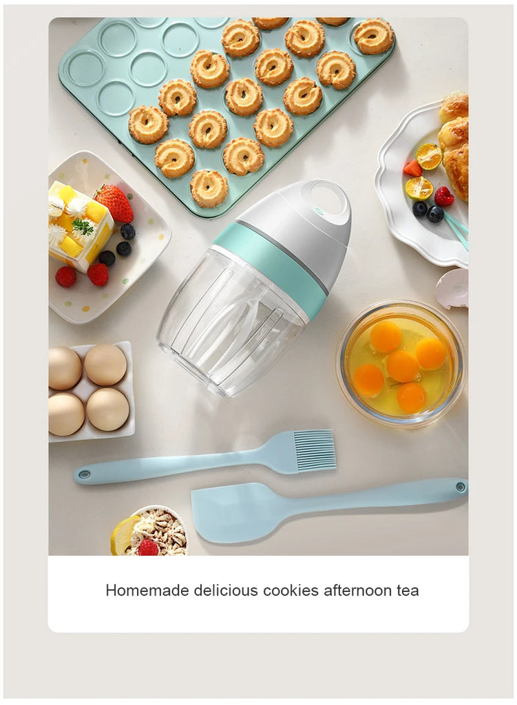 Household Automatic Whisk Electric Milk Frother Whipped Cream Mixer USB Rechargeable Food Blender Whisk Wireless Stand Mixer