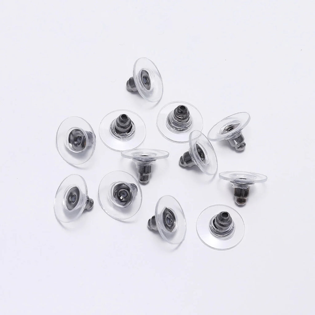 100pcs/lot Gold Post Nuts Silicon Stud Earring Back Blocked Ear Plugging For Earrings Stoppers Jewelry Making Accessories