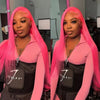 40 Inch Hot Pink Transparent Lace Front Wig Human Hair 13x6 Lace Frontal Wigs For Women Long Straight Colored Human Hair Wigs