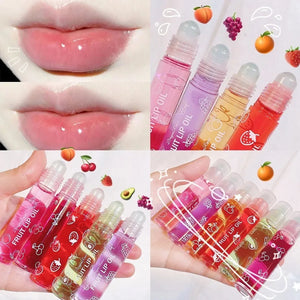 Hydrating Lip Oil Roller Gloss Moisturizing Nourishing Lip Balm Transparent Colorless Fruit Avocado Lip Care