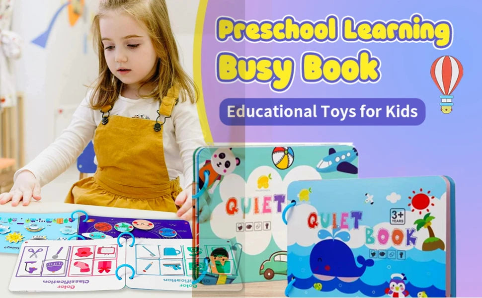 Yeahbo Busy Book for Kids 2 3 4 5 Year Old Girls Boys, Montessori Toys, Toddler Educational Toys Gifts for 2-5 Year Old Kids