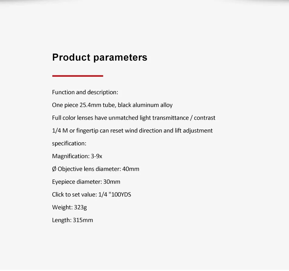 3-9X40 Hunting Deer Air Rifle Scope Wire Rangefinder Reticle Crossbow Mil Dot Reticle Riflescope Optical Sights